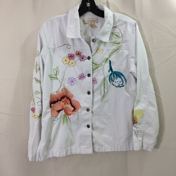 C.L.O.T.H.E.S Shacket Vintage Embroidered Button Front Shirt Jacket Floral M - Picture 1 of 5